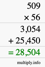 How to calculate 509 times 56 using long multiplication How to calculate 509 times 56 using long multiplication