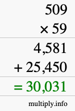 How to calculate 509 times 59 using long multiplication