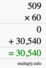 How to calculate 509 times 60 using long multiplication