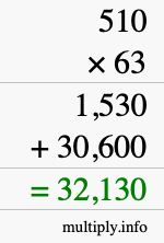 How to calculate 510 times 63 using long multiplication How to calculate 510 times 63 using long multiplication