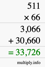 How to calculate 511 times 66 using long multiplication