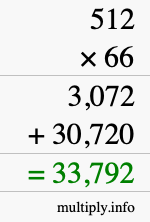 How to calculate 512 times 66 using long multiplication