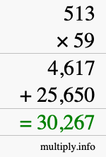 How to calculate 513 times 59 using long multiplication