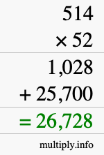 How to calculate 514 times 52 using long multiplication How to calculate 514 times 52 using long multiplication