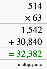 How to calculate 514 times 63 using long multiplication How to calculate 514 times 63 using long multiplication