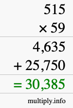 How to calculate 515 times 59 using long multiplication