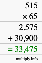 How to calculate 515 times 65 using long multiplication How to calculate 515 times 65 using long multiplication