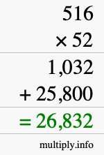 How to calculate 516 times 52 using long multiplication How to calculate 516 times 52 using long multiplication