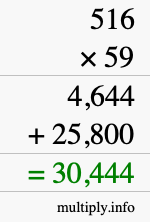 How to calculate 516 times 59 using long multiplication
