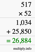 How to calculate 517 times 52 using long multiplication How to calculate 517 times 52 using long multiplication