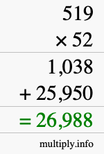 How to calculate 519 times 52 using long multiplication How to calculate 519 times 52 using long multiplication