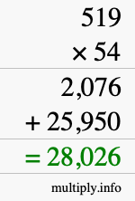 How to calculate 519 times 54 using long multiplication How to calculate 519 times 54 using long multiplication