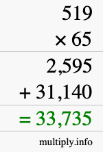 How to calculate 519 times 65 using long multiplication How to calculate 519 times 65 using long multiplication