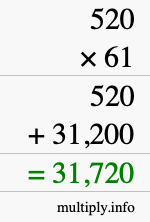 How to calculate 520 times 61 using long multiplication How to calculate 520 times 61 using long multiplication