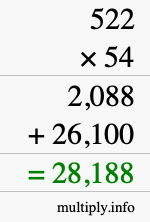 How to calculate 522 times 54 using long multiplication How to calculate 522 times 54 using long multiplication