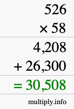 How to calculate 526 times 58 using long multiplication How to calculate 526 times 58 using long multiplication