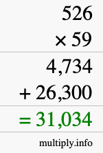 How to calculate 526 times 59 using long multiplication