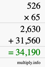 How to calculate 526 times 65 using long multiplication How to calculate 526 times 65 using long multiplication