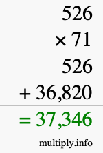 How to calculate 526 times 71 using long multiplication