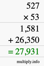 How to calculate 527 times 53 using long multiplication How to calculate 527 times 53 using long multiplication