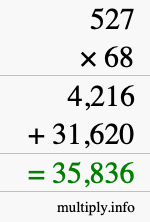 How to calculate 527 times 68 using long multiplication How to calculate 527 times 68 using long multiplication