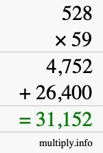 How to calculate 528 times 59 using long multiplication
