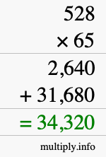 How to calculate 528 times 65 using long multiplication How to calculate 528 times 65 using long multiplication