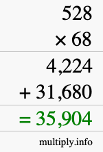 How to calculate 528 times 68 using long multiplication How to calculate 528 times 68 using long multiplication