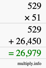 How to calculate 529 times 51 using long multiplication