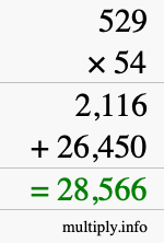 How to calculate 529 times 54 using long multiplication