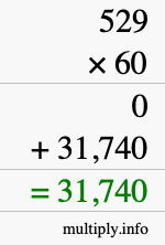 How to calculate 529 times 60 using long multiplication How to calculate 529 times 60 using long multiplication