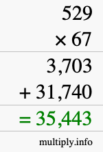 How to calculate 529 times 67 using long multiplication