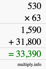How to calculate 530 times 63 using long multiplication How to calculate 530 times 63 using long multiplication