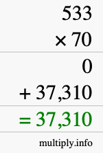 How to calculate 533 times 70 using long multiplication
