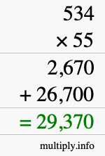 How to calculate 534 times 55 using long multiplication How to calculate 534 times 55 using long multiplication