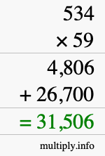 How to calculate 534 times 59 using long multiplication