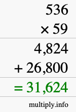 How to calculate 536 times 59 using long multiplication