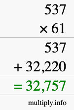 How to calculate 537 times 61 using long multiplication How to calculate 537 times 61 using long multiplication