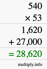 How to calculate 540 times 53 using long multiplication How to calculate 540 times 53 using long multiplication