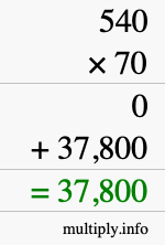 How to calculate 540 times 70 using long multiplication