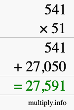 How to calculate 541 times 51 using long multiplication