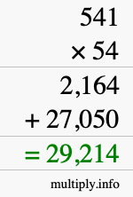 How to calculate 541 times 54 using long multiplication
