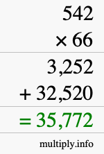 How to calculate 542 times 66 using long multiplication How to calculate 542 times 66 using long multiplication