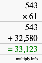 How to calculate 543 times 61 using long multiplication How to calculate 543 times 61 using long multiplication