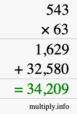 How to calculate 543 times 63 using long multiplication How to calculate 543 times 63 using long multiplication
