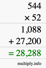 How to calculate 544 times 52 using long multiplication How to calculate 544 times 52 using long multiplication