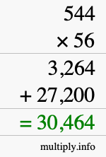 How to calculate 544 times 56 using long multiplication