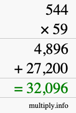 How to calculate 544 times 59 using long multiplication