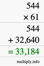 How to calculate 544 times 61 using long multiplication How to calculate 544 times 61 using long multiplication