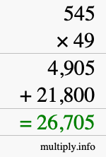 How to calculate 545 times 49 using long multiplication How to calculate 545 times 49 using long multiplication